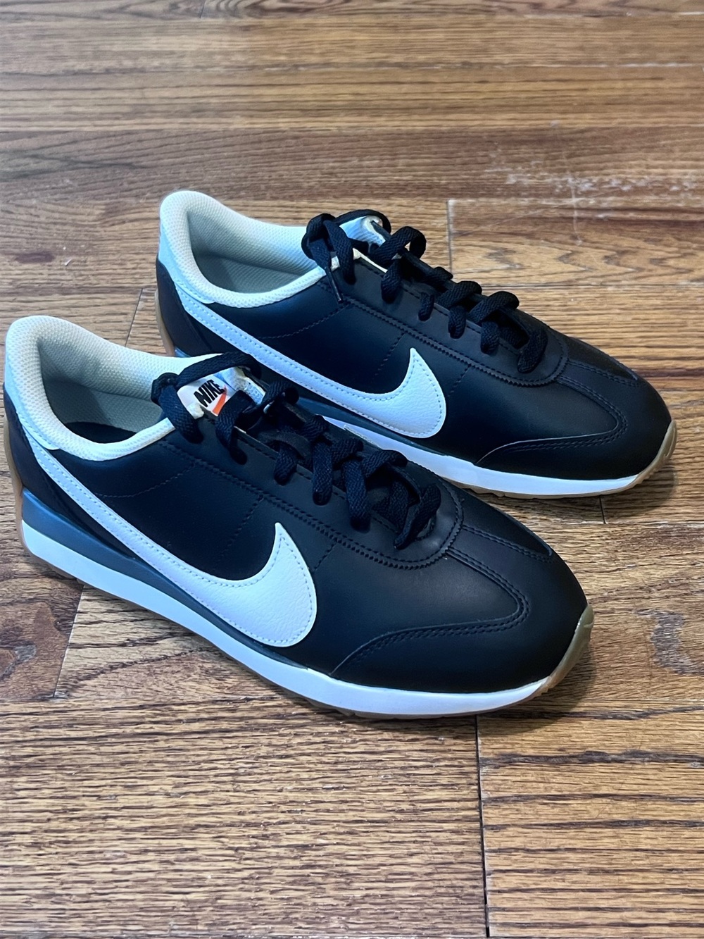 Nike Pacific Leather Black with White Swoosh Sneakers